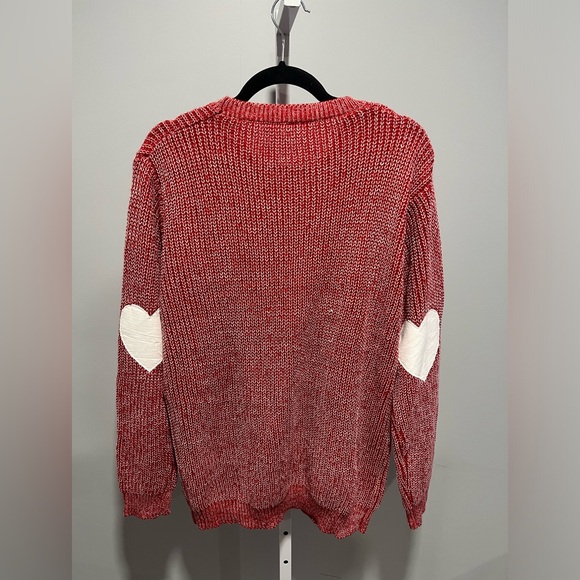 Cozy Red Knit Women's Sweater with ♥️ Patch Elbows - Picture 2 of 8